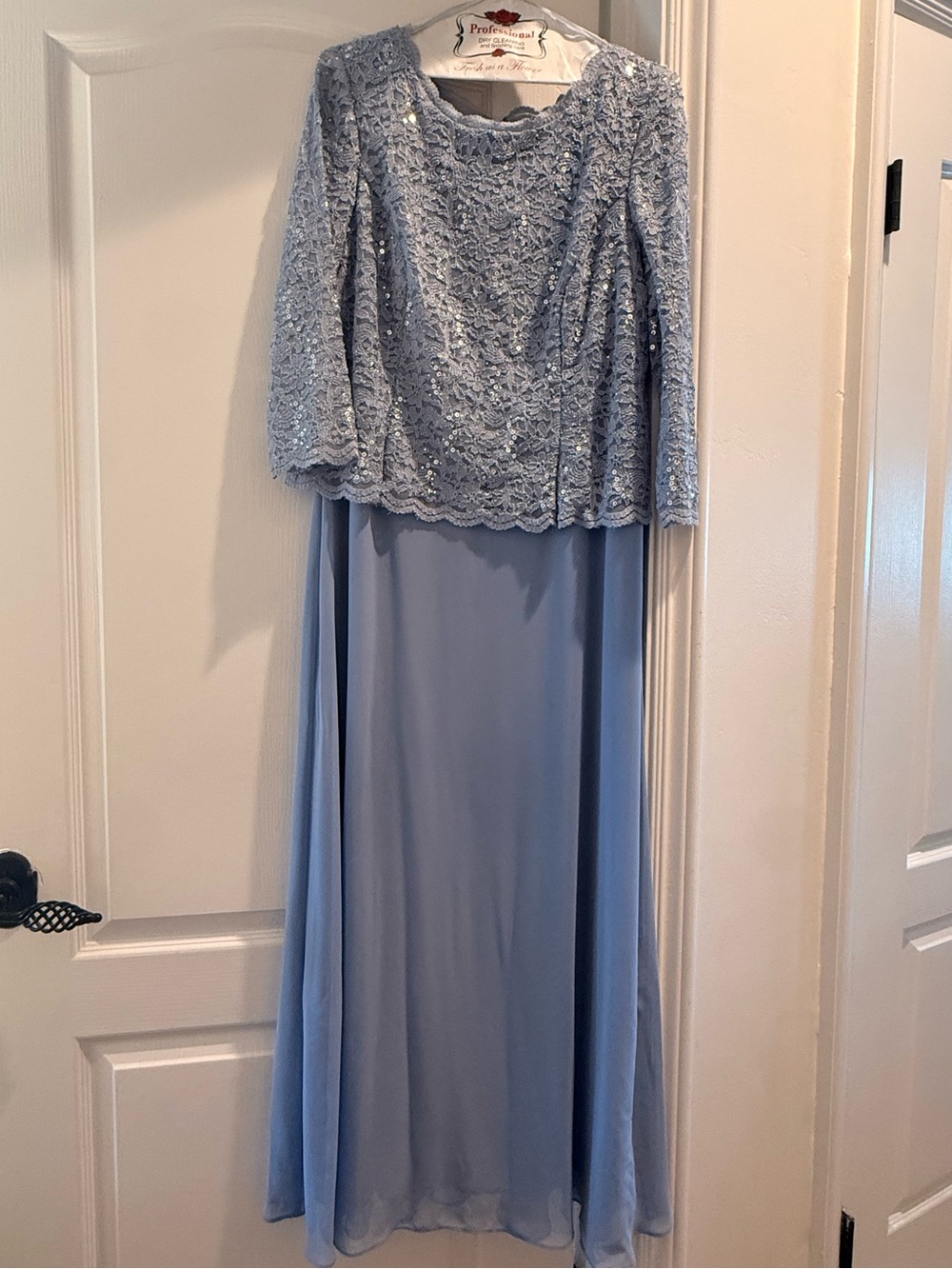 Alex Evenings Powder Blue Lace Top Maxi Dress